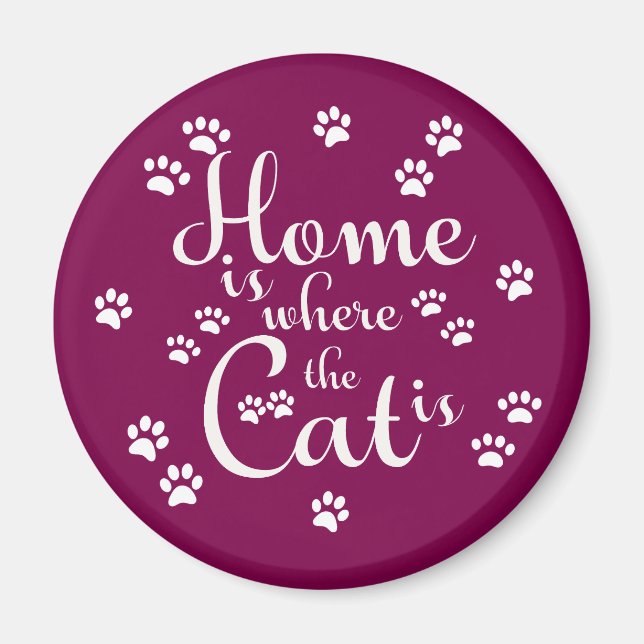 Imán El hogar es donde el gato es los pequeños pájaros (Frente)