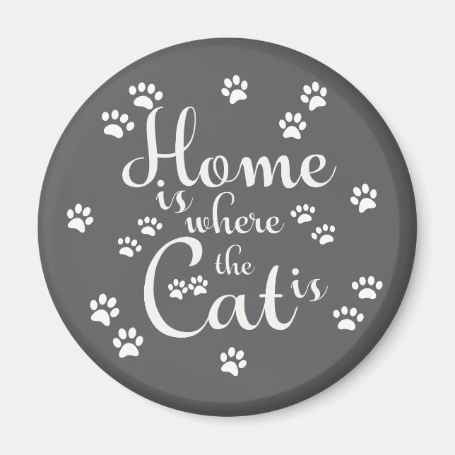 Imán El hogar es donde el gato es los pequeños pájaros (Frente)