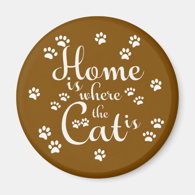 Imán El hogar es donde el gato es los pequeños pájaros (Frente)