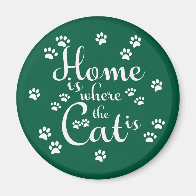 Imán El hogar es donde el gato es los pequeños pájaros (Frente)