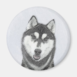 Imán El Husky Siberiano (blanco y negro) pinta arte de 