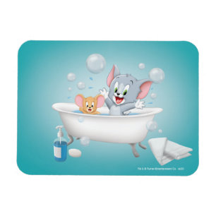 Imán El infante Tom y Jerry tomando un baño