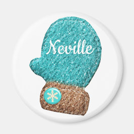 Imán El invierno es tierno copo de nieve azul marrón bl