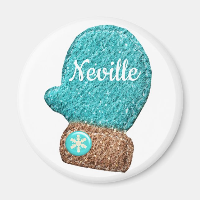 Imán El invierno es tierno copo de nieve azul marrón bl (Frente)