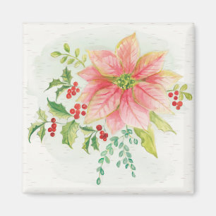 Imán El invierno florece Poinsettia floreciente rosado