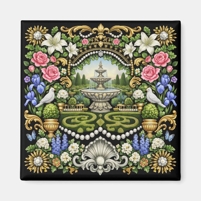 Imán El jardín inspirado en el Rey Sol de Versalles  (Frente)