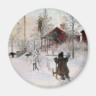 Imán El jardín y la casa del lavado en la nieve
