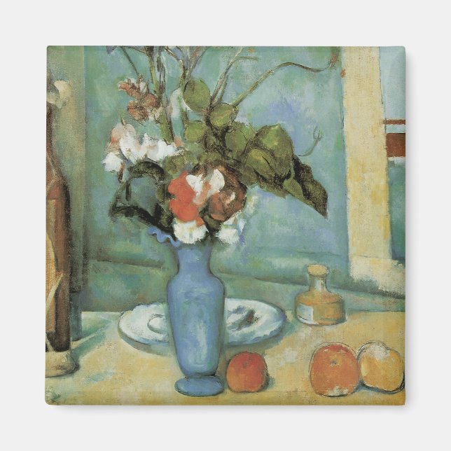 Imán El jarrón azul (Flores y frutas) de Paul Cézanne (Frente)