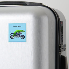 Imán El jinete verde de gecos en motocicleta