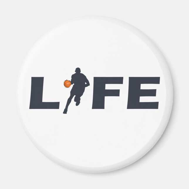 Imán El jugador de baloncesto gotea con el balón naranj (Frente)