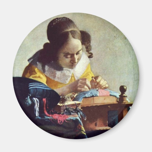 Imán El Lacemaker, Français La Dentelière, Por Vermeer (Frente)