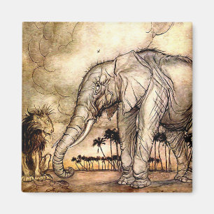 Imán “El león y el elefante” de Arthur Rackham
