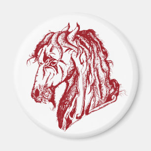 Imán El malvado caballo enojado en rojo y escoge tu pas