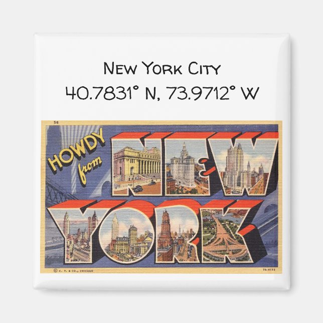Imán El mapa de la ciudad de Nueva York coordina el est (Frente)