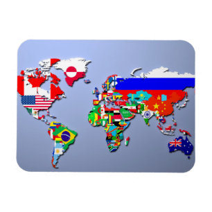 Imán El mapa del mundo con sus banderas