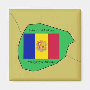 Imán El mapa y la bandera de Andorra