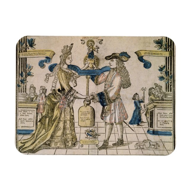 Imán El matrimonio feliz (corte de madera con lápiz) (Horizontal)