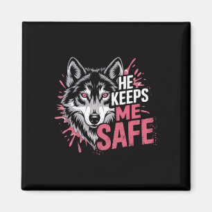 Imán Él Me Mantiene Seguro Lobos Día de San Valentín Pa