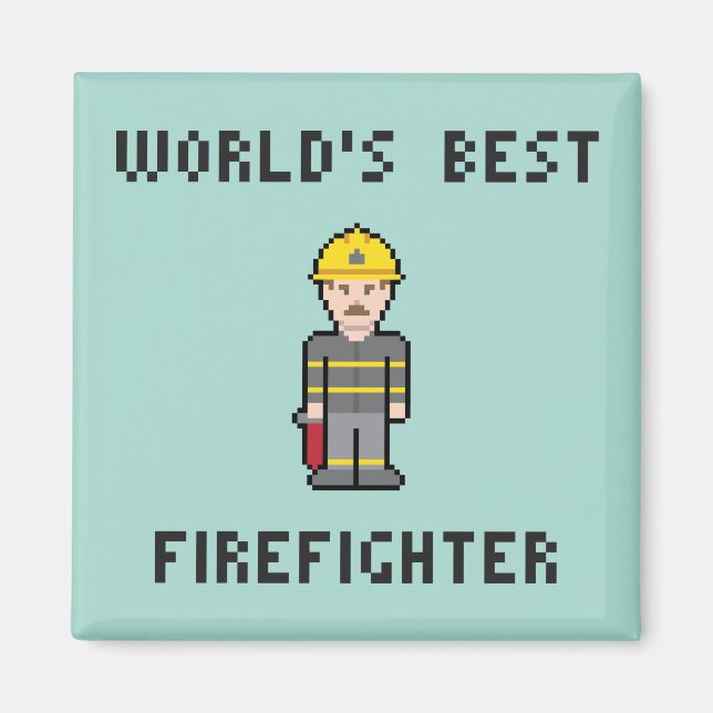 Imán El mejor bombero del mundo de Pixel (Frente)