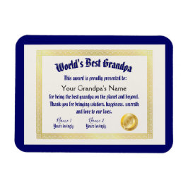 Imán El mejor certificado de abuelo de un mundo diverti