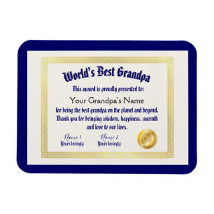 Imán El mejor certificado de abuelo de un mundo diverti