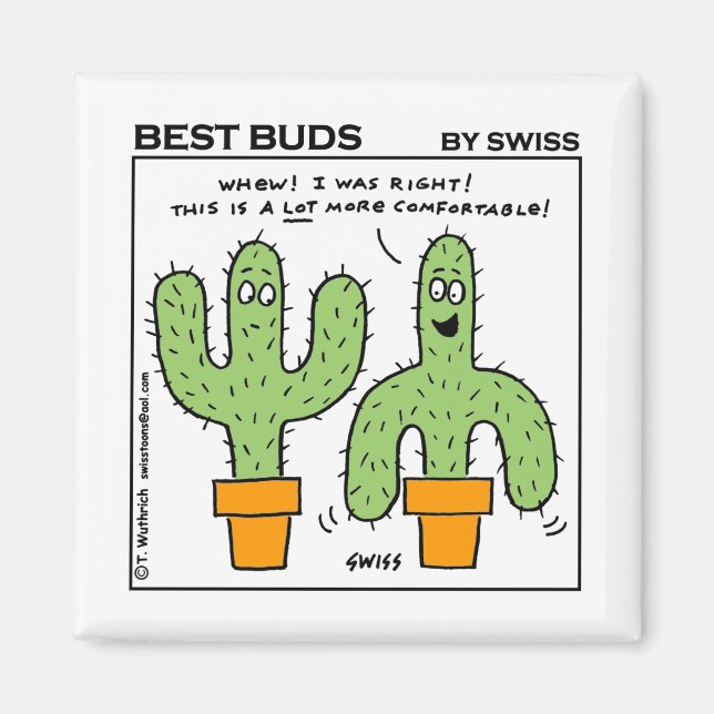Imán El mejor dibujo animado de los brotes del cactus (Frente)