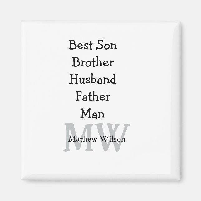 Imán El mejor hombre hijo marido papá cita el texto del (Frente)