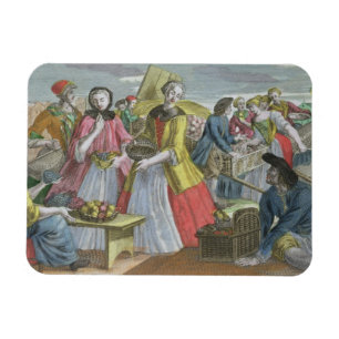 Imán El mercado de la fruta (grabado de colores)