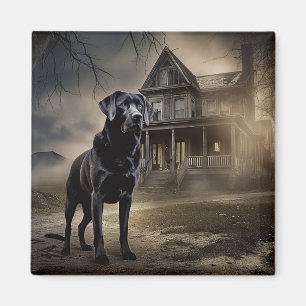 Imán El miedo de Halloween en el Labrador Negro