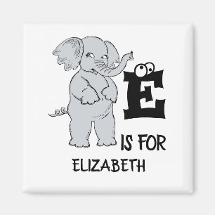 Imán El monograma E de personalizado es para elefante d