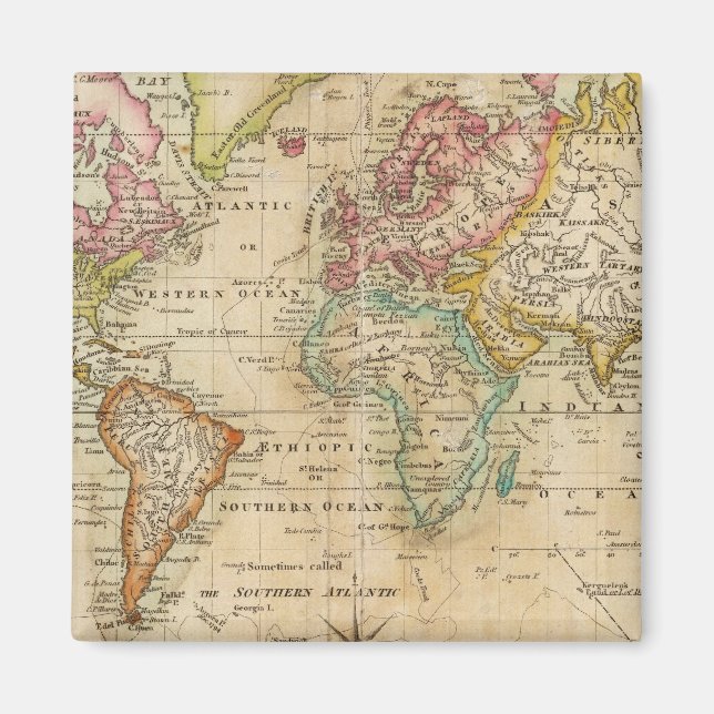 Imán El mundo sobre la proyección de Mercator (Frente)