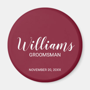 Imán El nombre de Groomsman personalizado con escritura