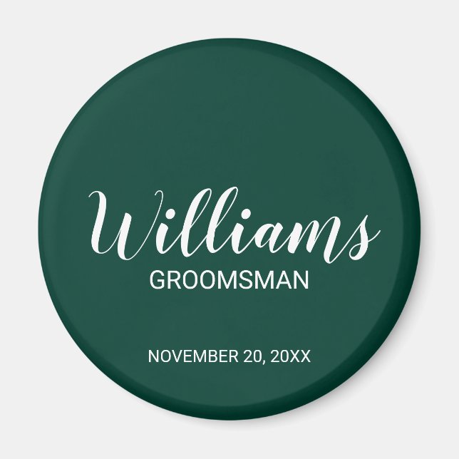 Imán El nombre de Groomsman personalizado con escritura (Frente)