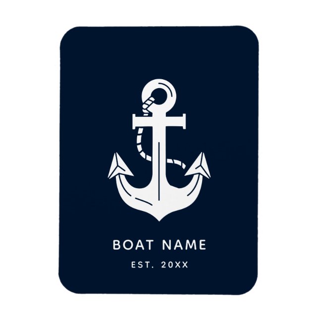 Imán El nombre de tu barco Ancla Azul  (Vertical)