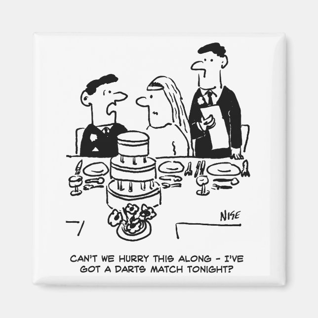 Imán El novio de la recepción de bodas tiene un juego d (Frente)