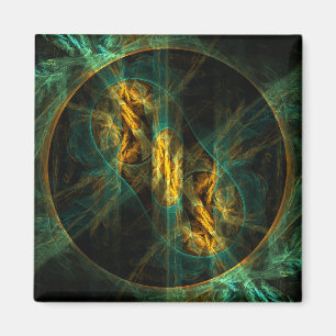 Imán El ojo de la jungla Abstract Art Square Magnet