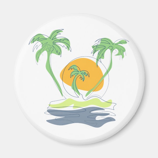 Imán El paisaje de las playas de las islas tropicales.  (Frente)