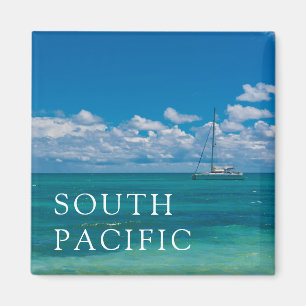 Imán El paisaje marino de la bahía tropical azul