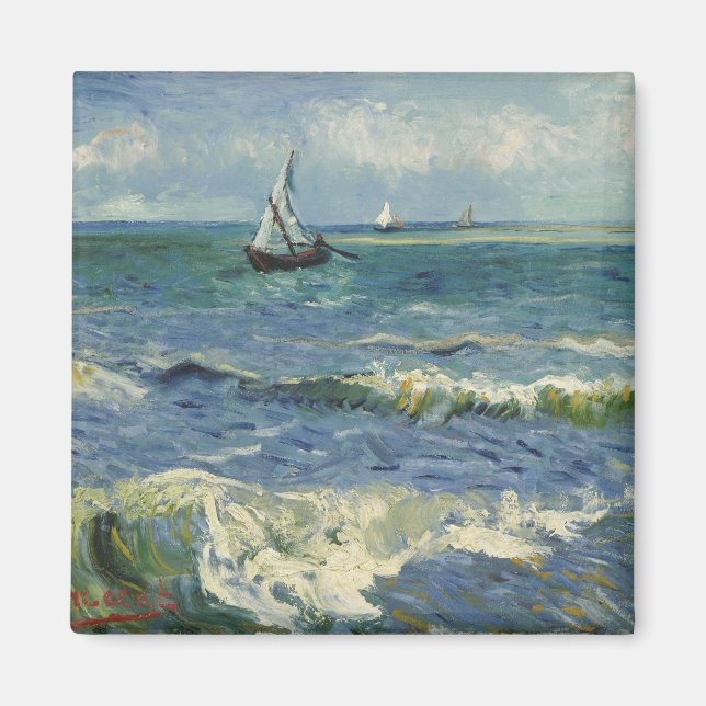 Imán El paisaje marino de Van Gogh en Saintes Maries de (Frente)