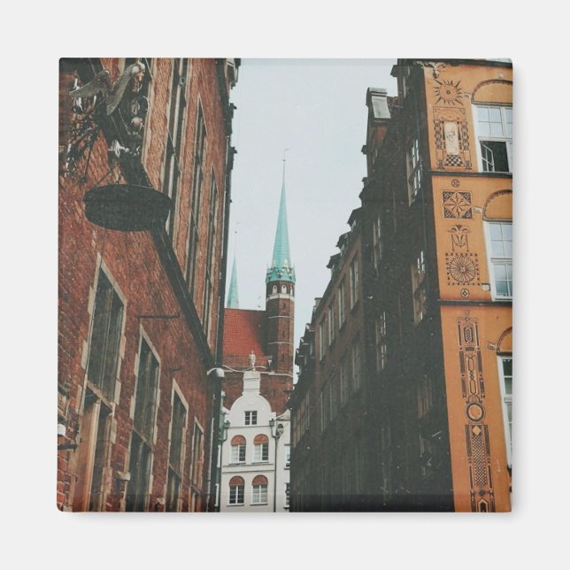 Imán El paisaje urbano de Gdansk (Frente)