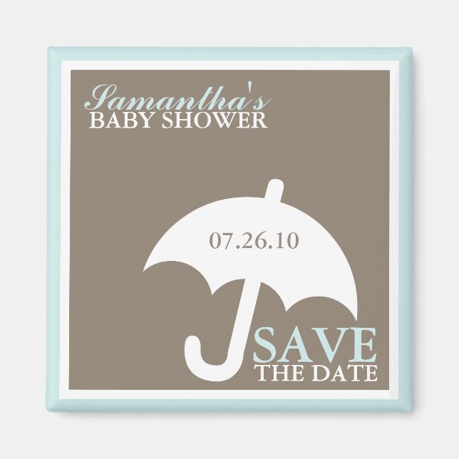 Imán El paraguas Baby Shower Save the Date Magnets (Frente)