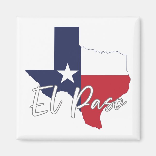 Imán El Paso, Texas Flag Map Magnet (Frente)