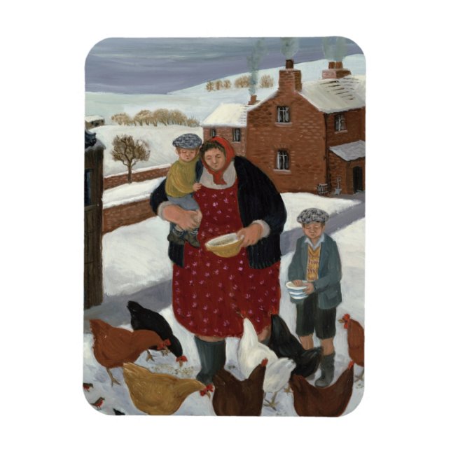 Imán El patio trasero en invierno (Vertical)