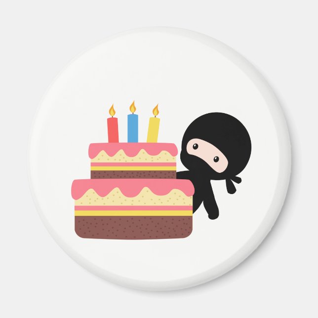 Imán El pequeño Ninja detrás del pastel de cumpleaños (Frente)