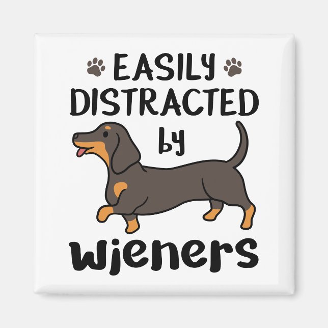 Imán El perro de Dachshund es fácilmente distraído por  (Frente)