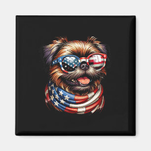 Imán El Perro Griffon Ama La Bandera Estadounidense 4 D