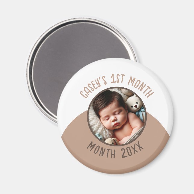 Imán El Personalizado del primer mes del bebé, añadir n (Anverso/Reverso)