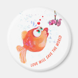 Imán El Personalizado romántico de peces y gusanos dive
