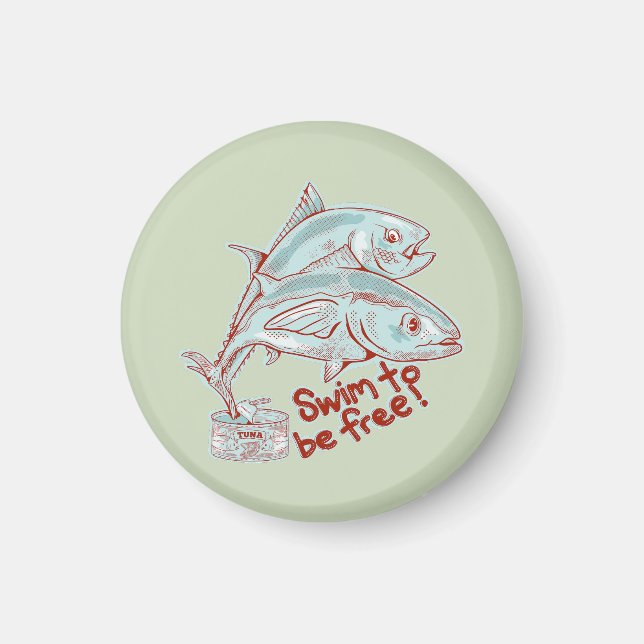 Imán El pez del atún escapa divertido (Frente)