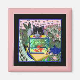 Imán El pez dorado de Sheba, el gato, la parodia del ar